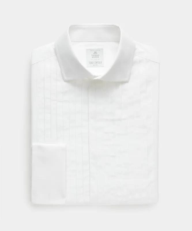 Italian Cotton Wide Pleat Spread Collar Tuxedo Shirt sold by Todd Snyder