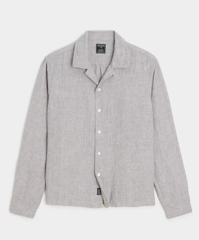 Cropped Sea Soft Irish Linen Camp Collar Shirt sold by Todd Snyder