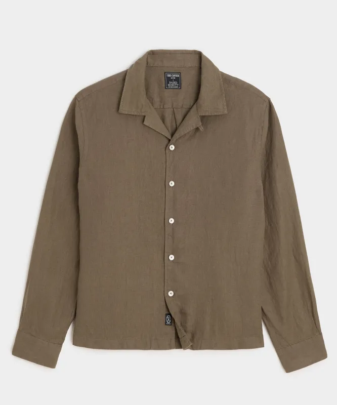 Cropped Sea Soft Irish Linen Camp Collar Shirt sold by Todd Snyder