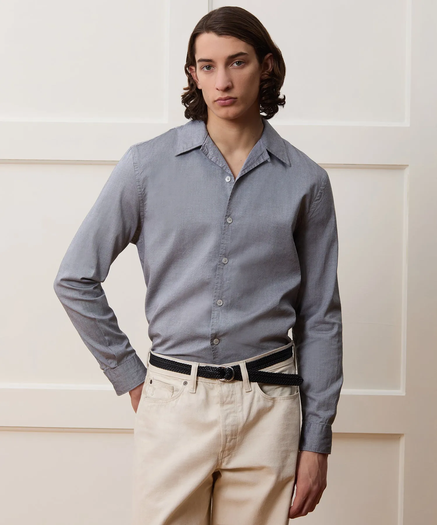 Cropped Cotton Oxford Camp Collar Shirt sold by Todd Snyder product image thumbnail 2