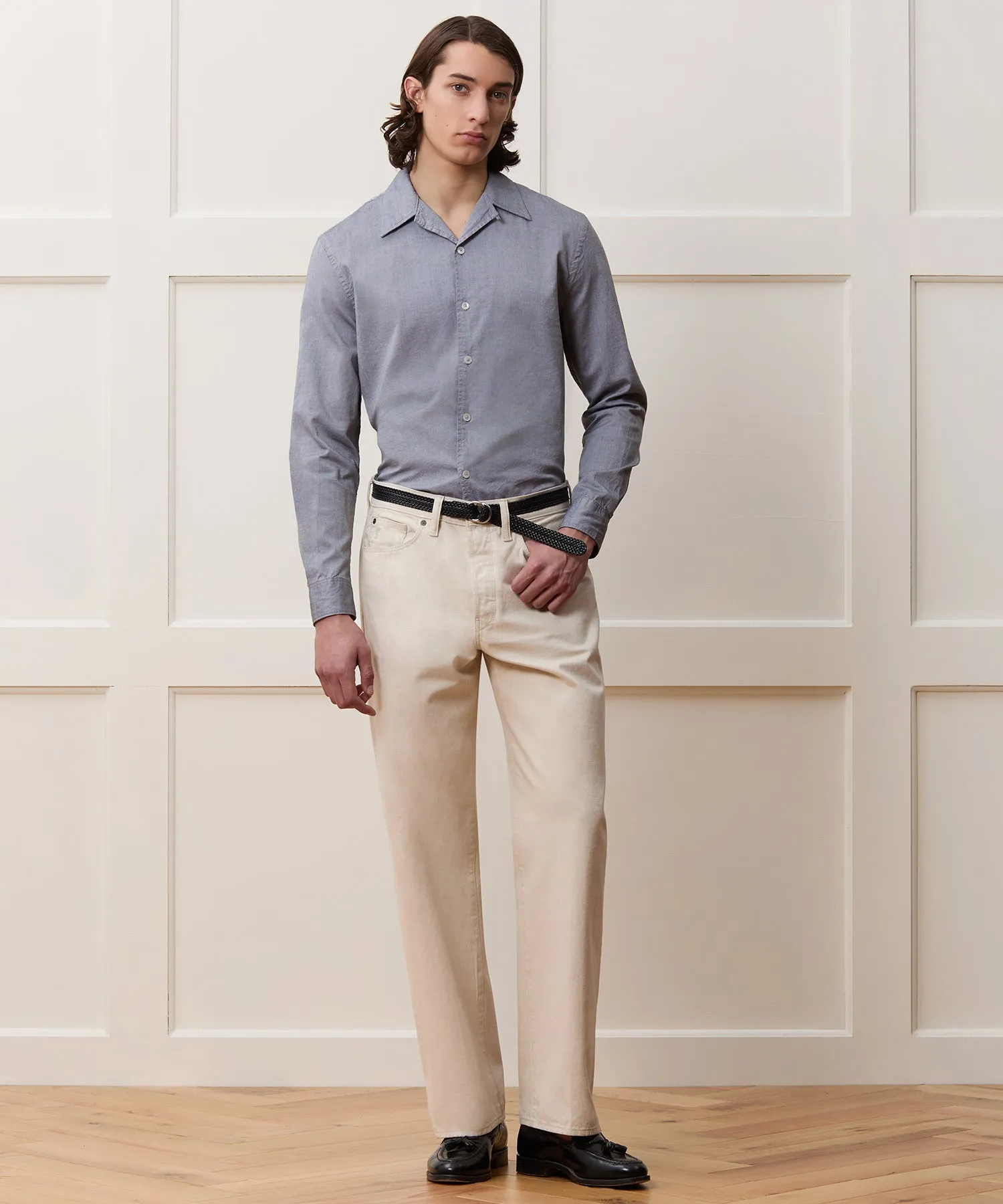 Cropped Cotton Oxford Camp Collar Shirt sold by Todd Snyder product image thumbnail 3