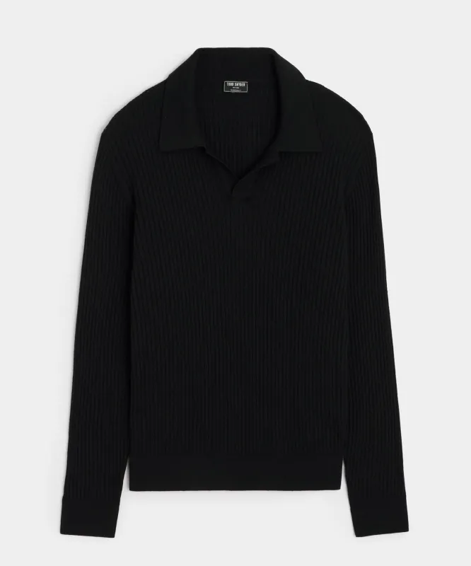 Silk-Cashmere Ribbed Montauk Sweater Polo made by Todd Snyder
