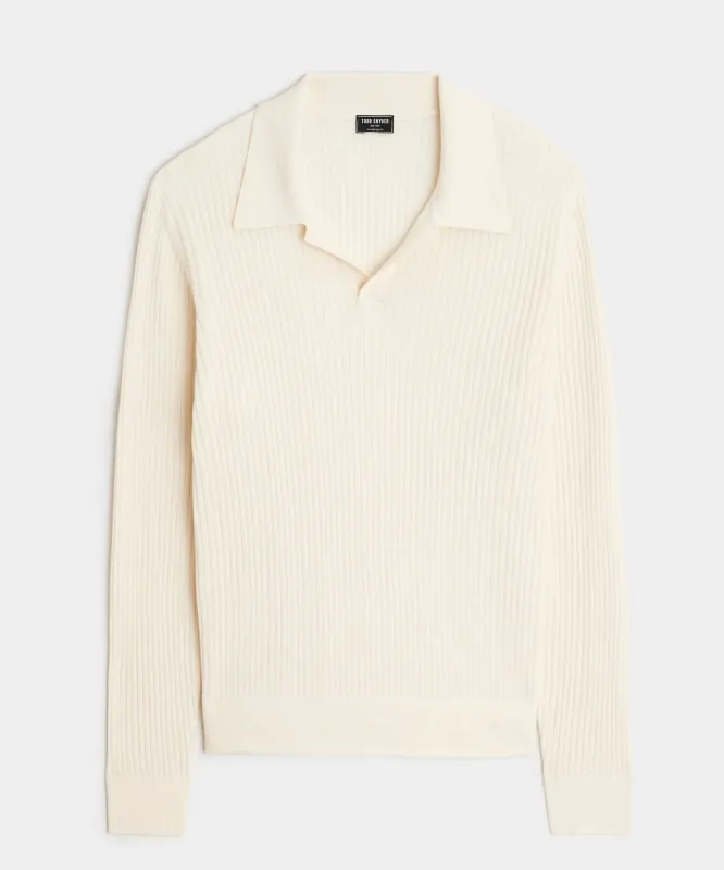 Silk-Cashmere Ribbed Montauk Sweater Polo made by Todd Snyder
