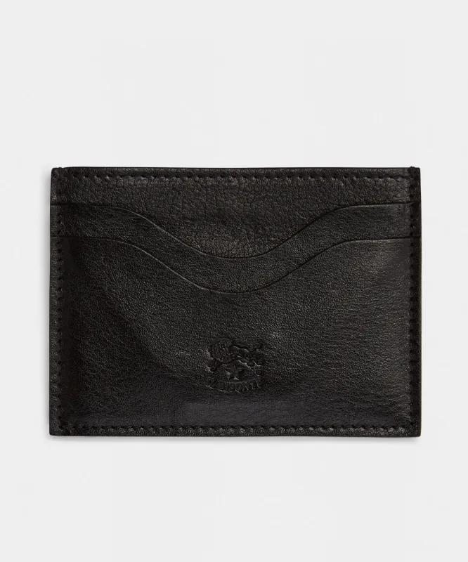 Il Bisonte Salina Leather Card Holder in Black sold by Todd Snyder