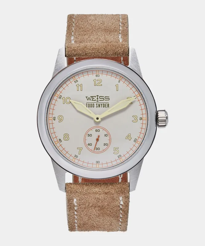 Todd Snyder x Weiss Watch Company 38MM Standard Issue Watch in Sand Storm sold by Todd Snyder