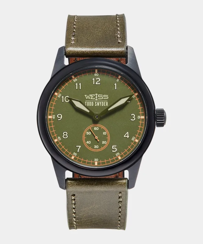 Todd Snyder x Weiss Watch Company 38MM Standard Issue Watch in Forest Ranger sold by Todd Snyder