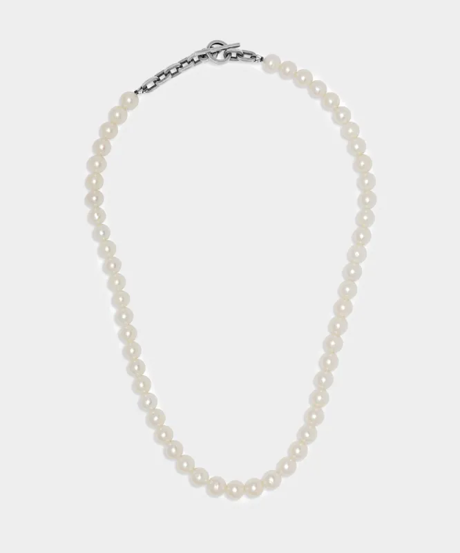 Maor Silver Perla Linka Necklace with White Pearls sold by Todd Snyder