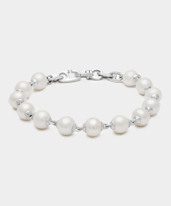 Maor Sterling Silver Consi Bracelet with White Pearls made by Todd Snyder