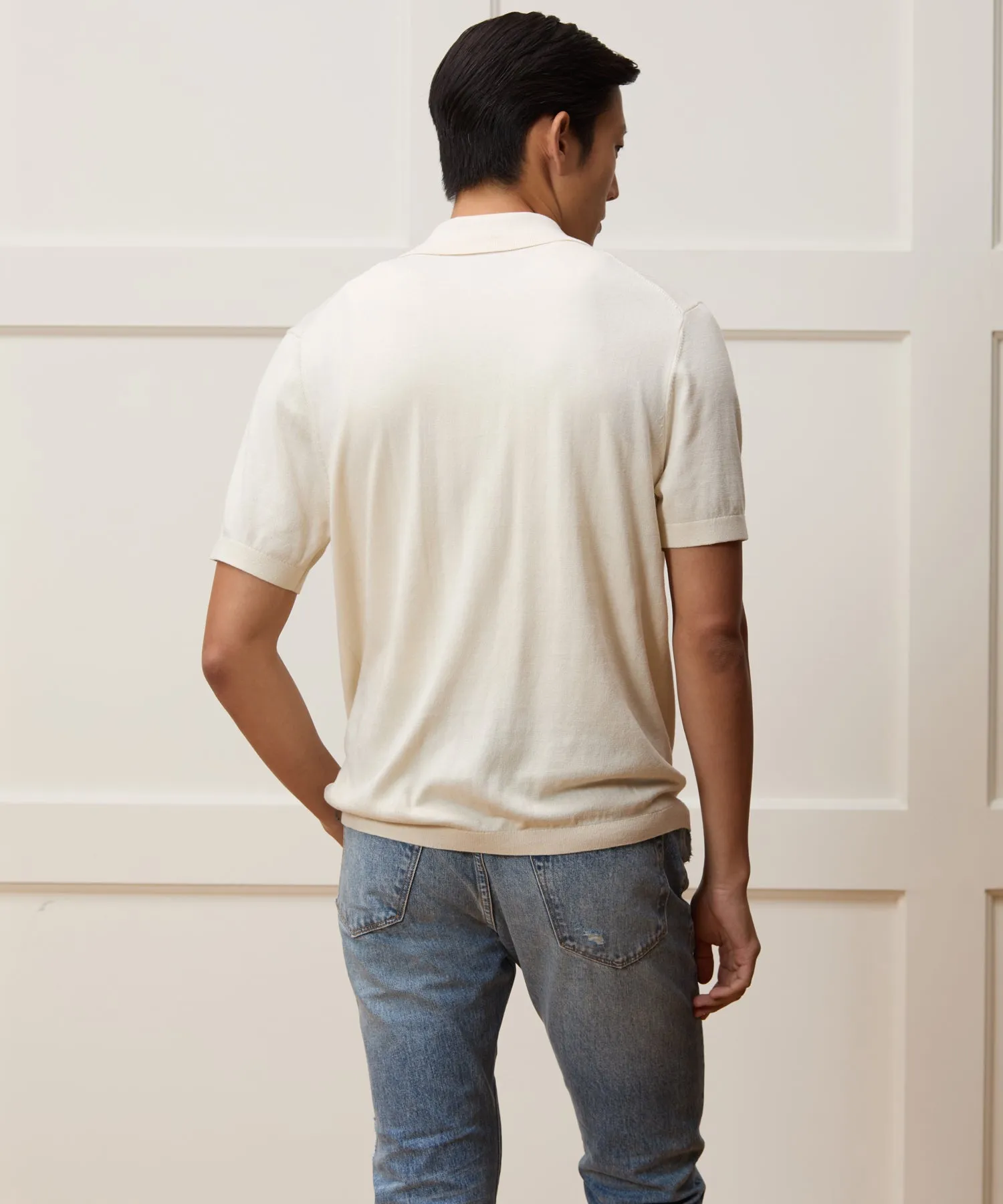 Silk-Cotton Ribbed Full-Placket Sweater Polo sold by Todd Snyder product image thumbnail 5