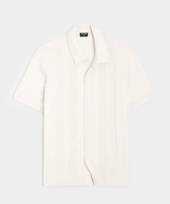 Silk-Cotton Ribbed Full-Placket Sweater Polo sold by Todd Snyder