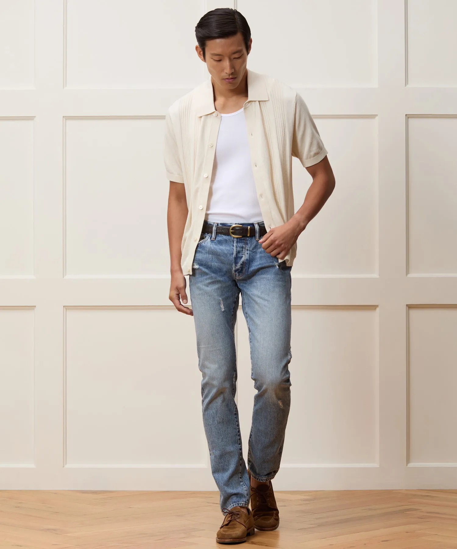 Silk-Cotton Ribbed Full-Placket Sweater Polo sold by Todd Snyder product image thumbnail 3