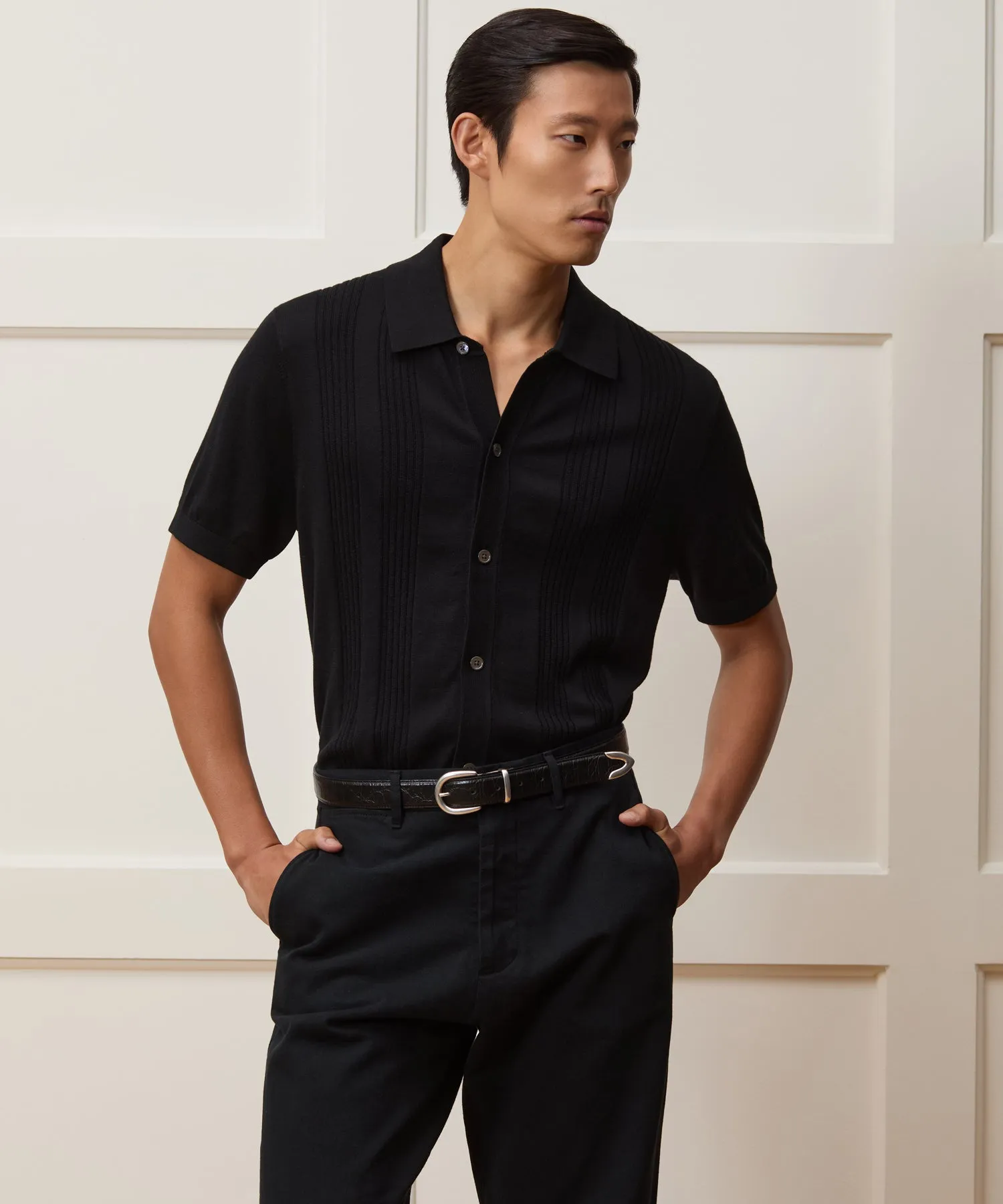 Silk-Cotton Ribbed Full-Placket Sweater Polo sold by Todd Snyder product image thumbnail 2