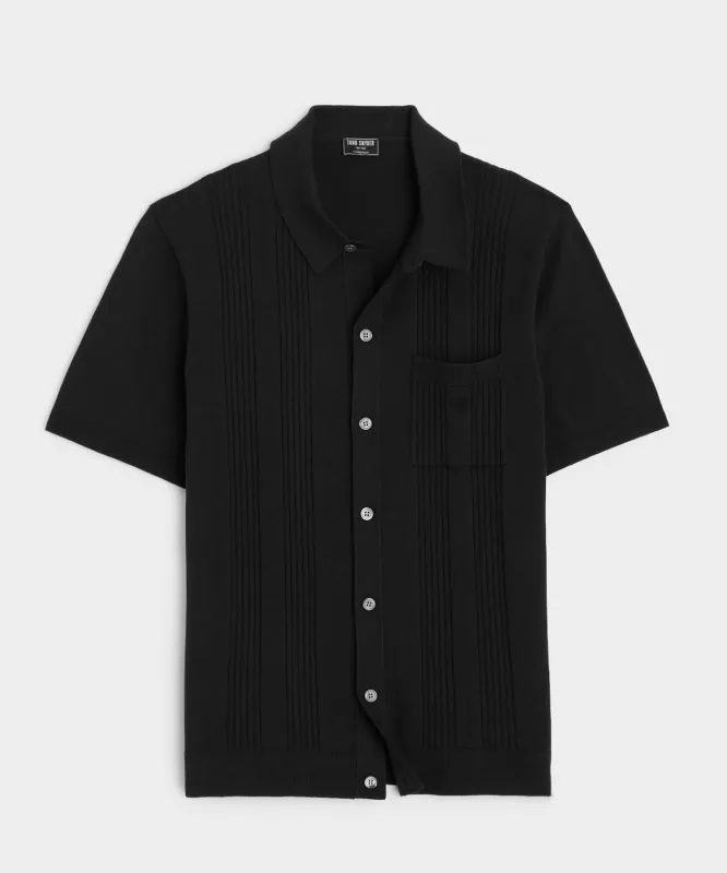 Silk-Cotton Ribbed Full-Placket Sweater Polo sold by Todd Snyder