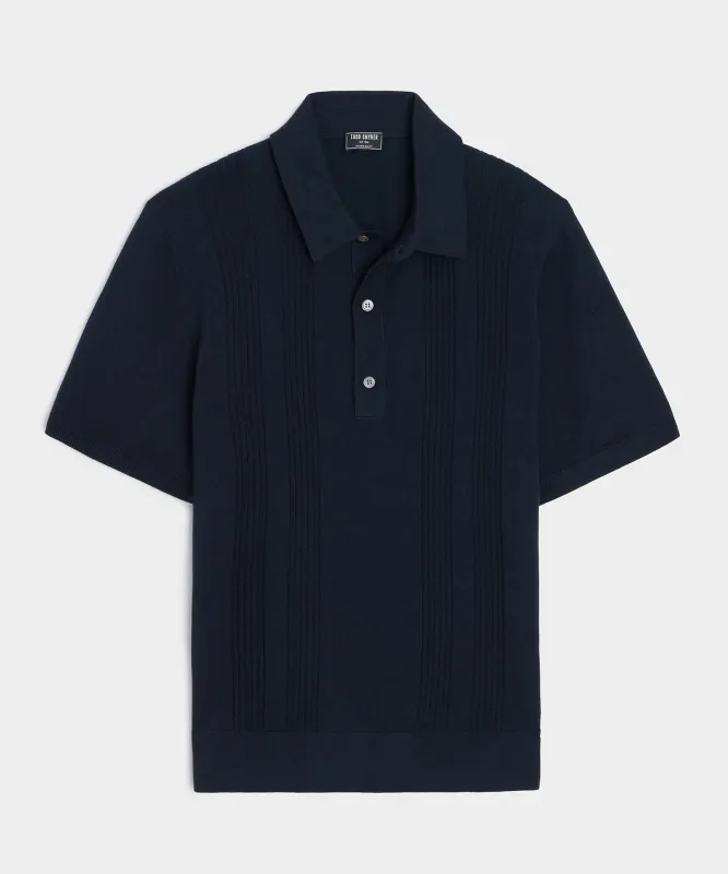 Silk-Cotton Ribbed Sweater Polo sold by Todd Snyder