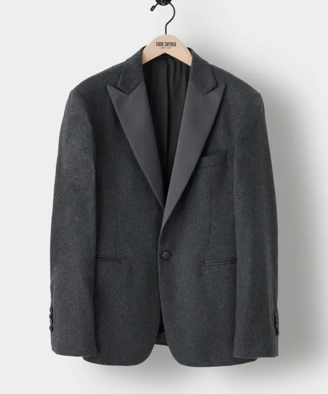 Italian Cashmere Peak Lapel Tuxedo Jacket in Grey sold by Todd Snyder