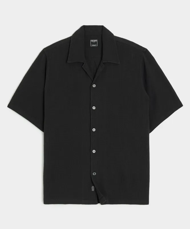 Relaxed Basketweave Camp Collar Shirt sold by Todd Snyder