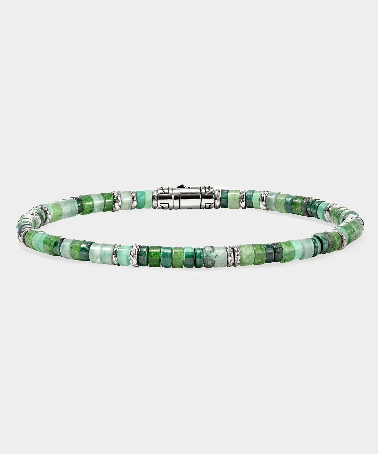 John Hardy Green Emerald Sterling Silver Heishi Bracelet sold by Todd Snyder