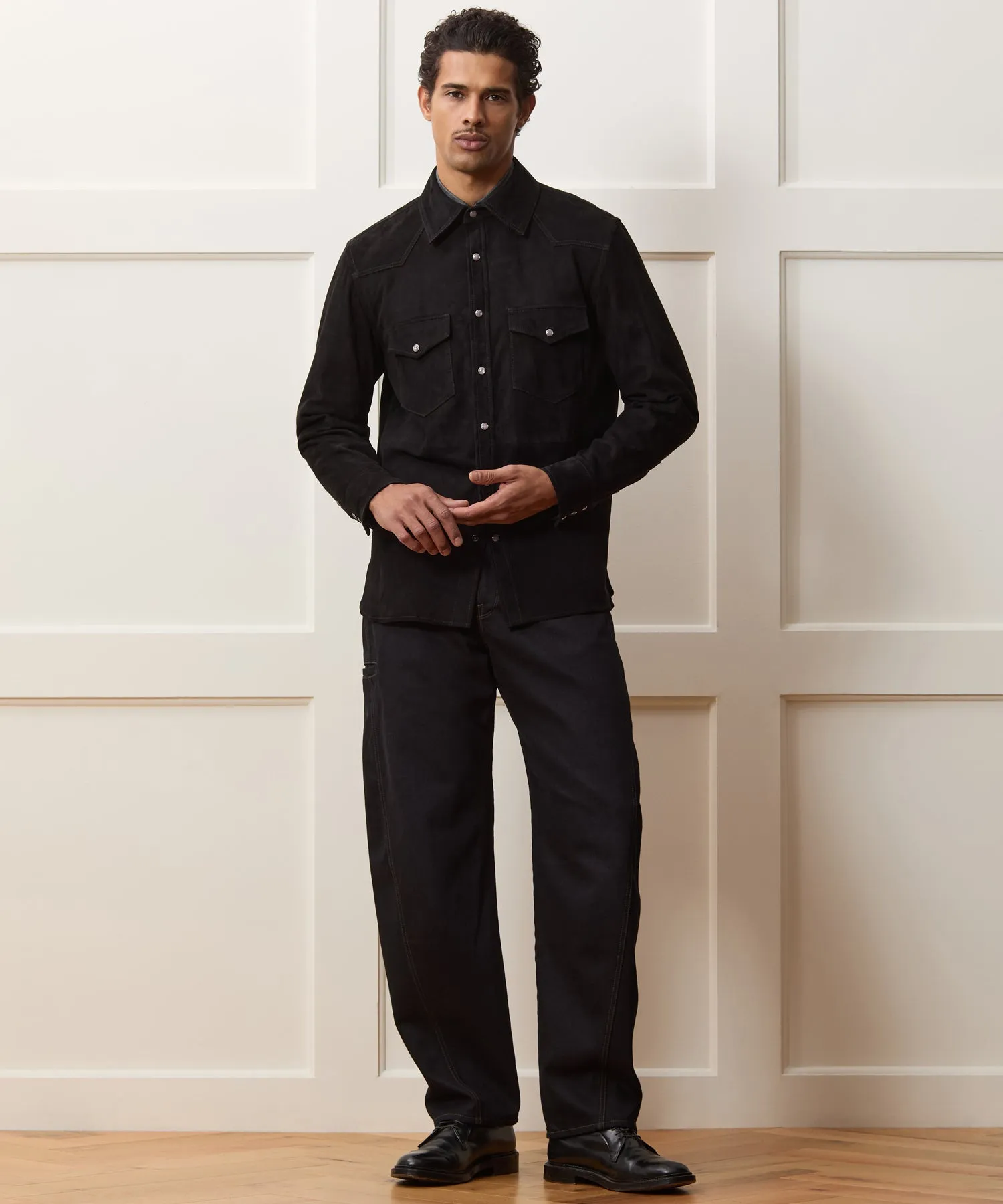 Italian Suede Western Shirt Jacket sold by Todd Snyder product image thumbnail 3