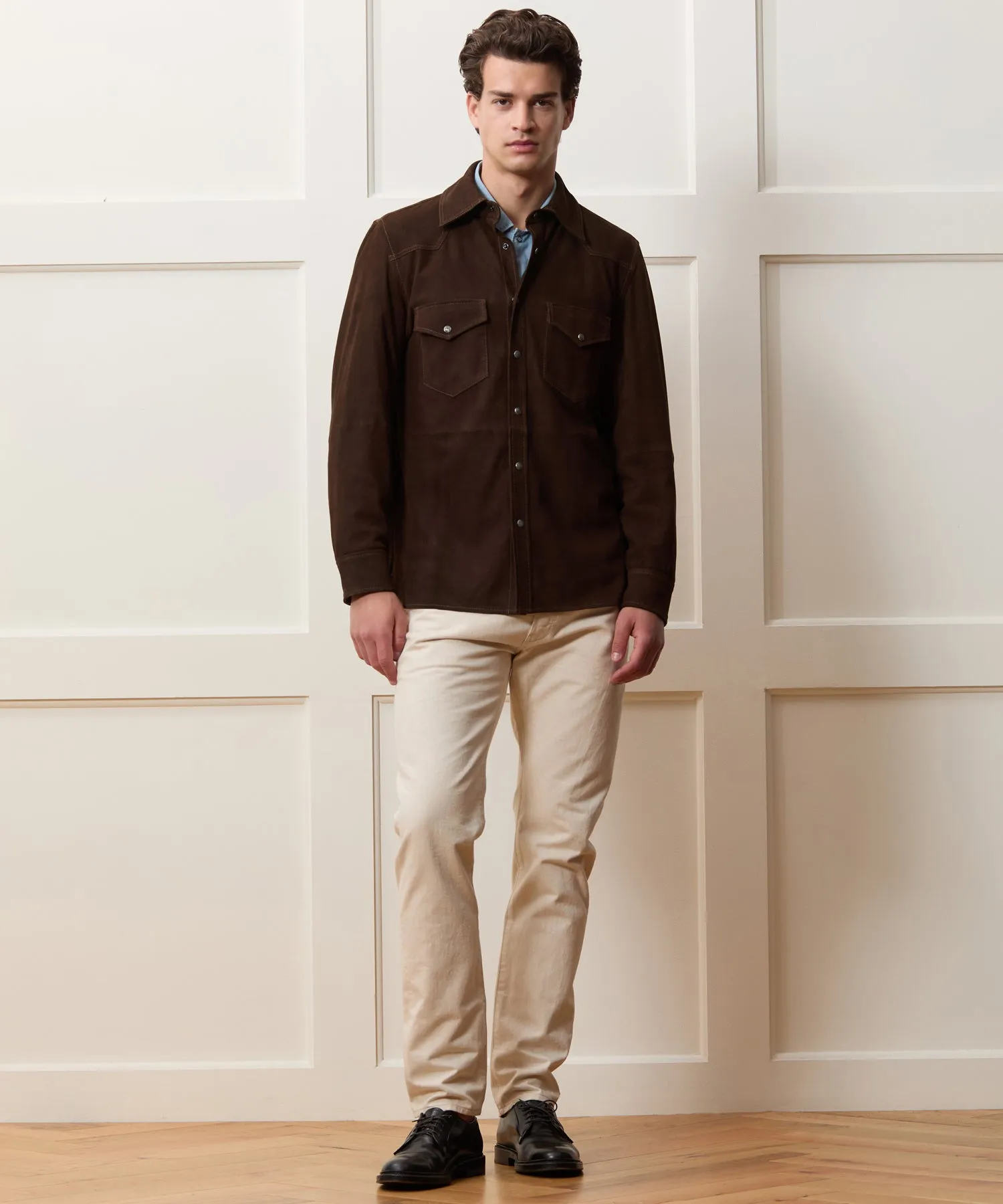 Italian Suede Western Shirt Jacket sold by Todd Snyder product image thumbnail 3