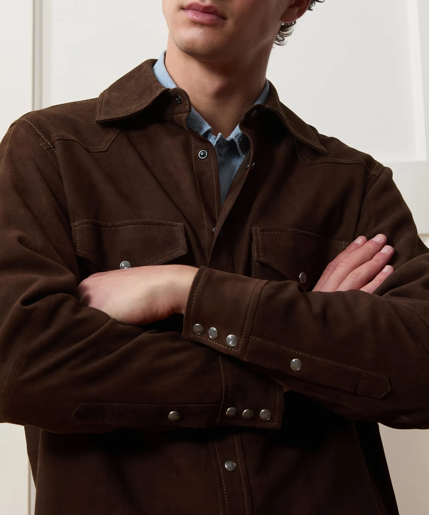 Italian Suede Western Shirt Jacket sold by Todd Snyder product image thumbnail 4