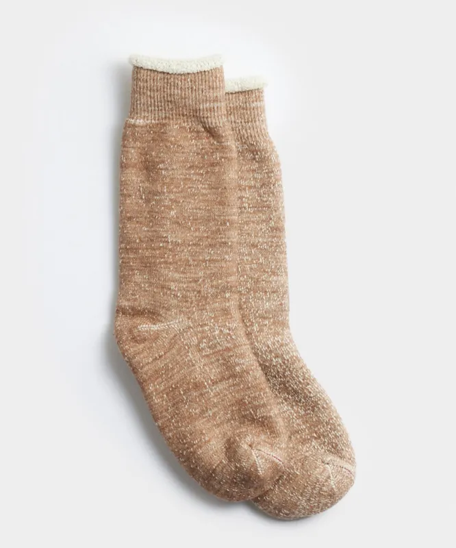 Rototo Double Face Crew Socks in Camel sold by Todd Snyder