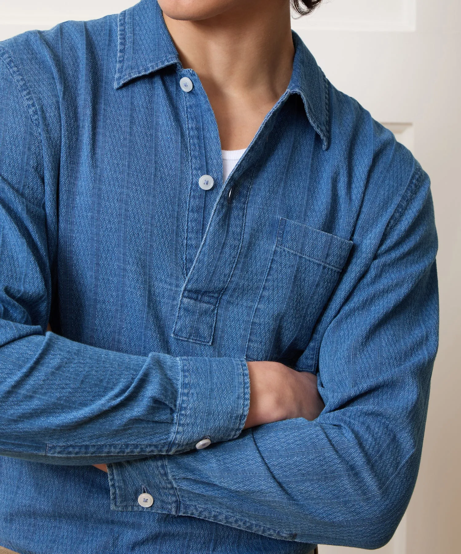 Jacquard Denim Popover sold by Todd Snyder product image thumbnail 4