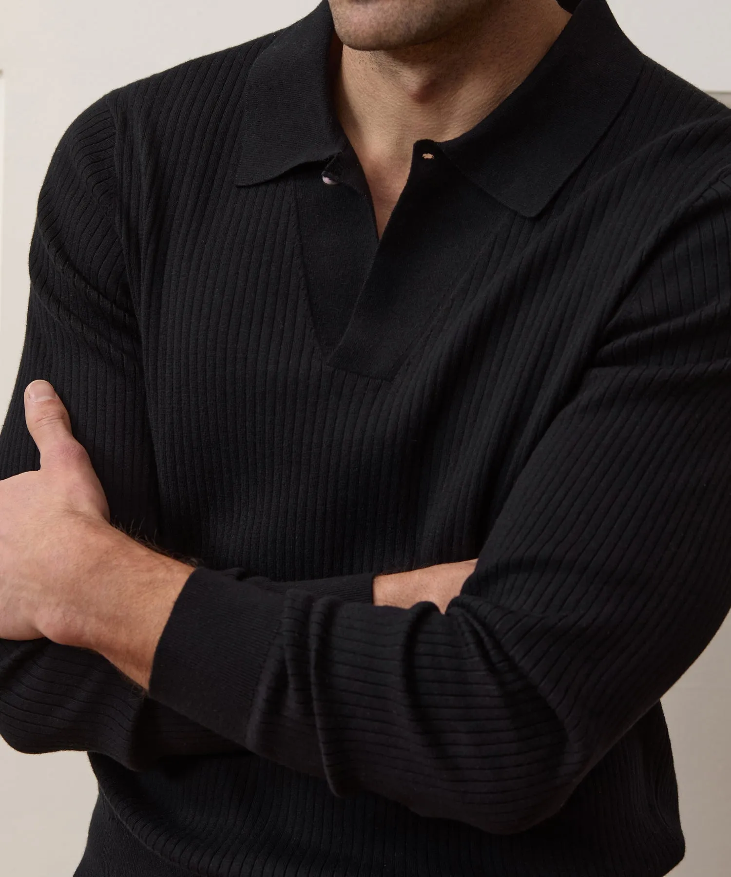 Ribbed Cotton-Cashmere Sweater Polo sold by Todd Snyder product image thumbnail 3