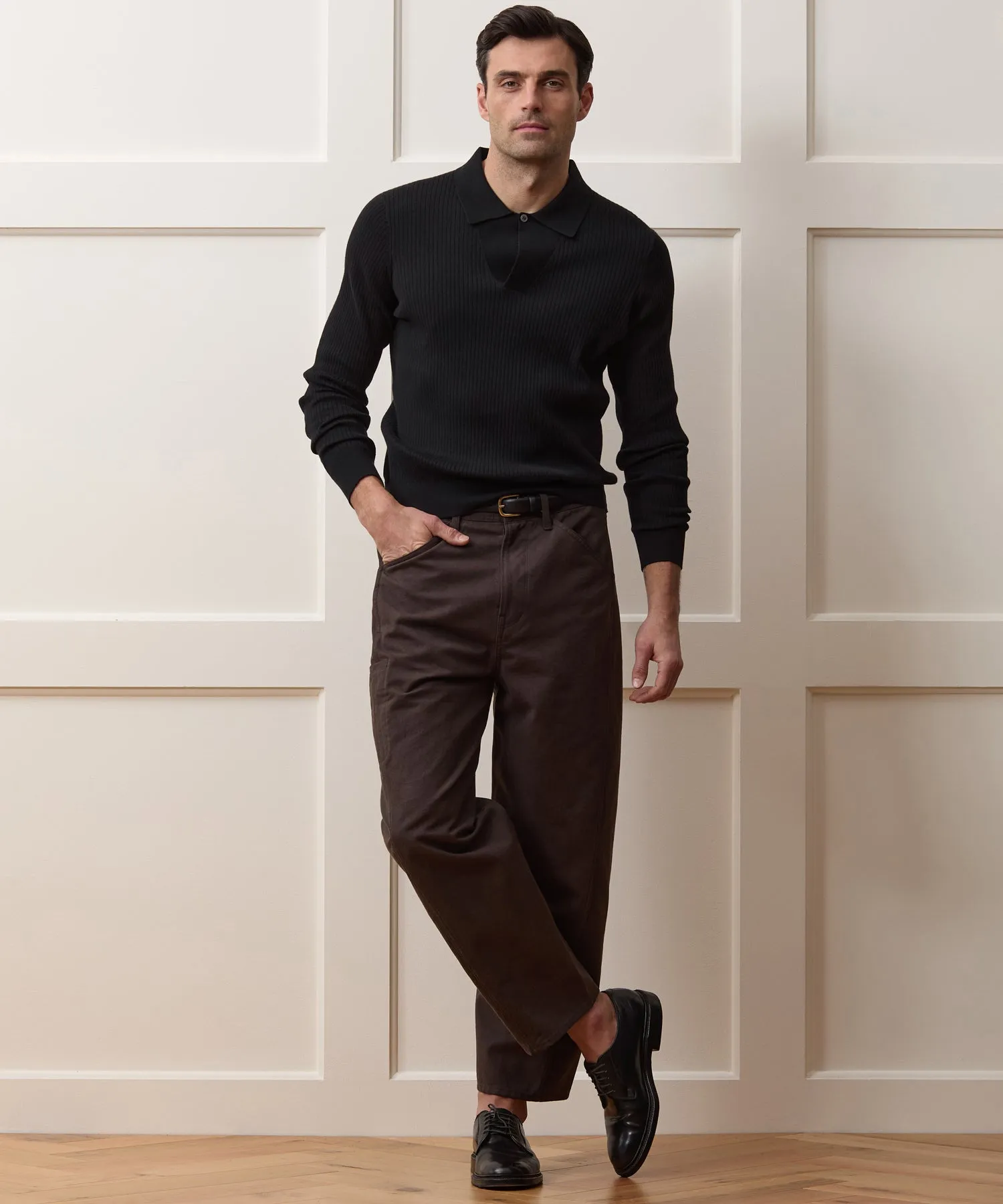 Ribbed Cotton-Cashmere Sweater Polo sold by Todd Snyder product image thumbnail 5