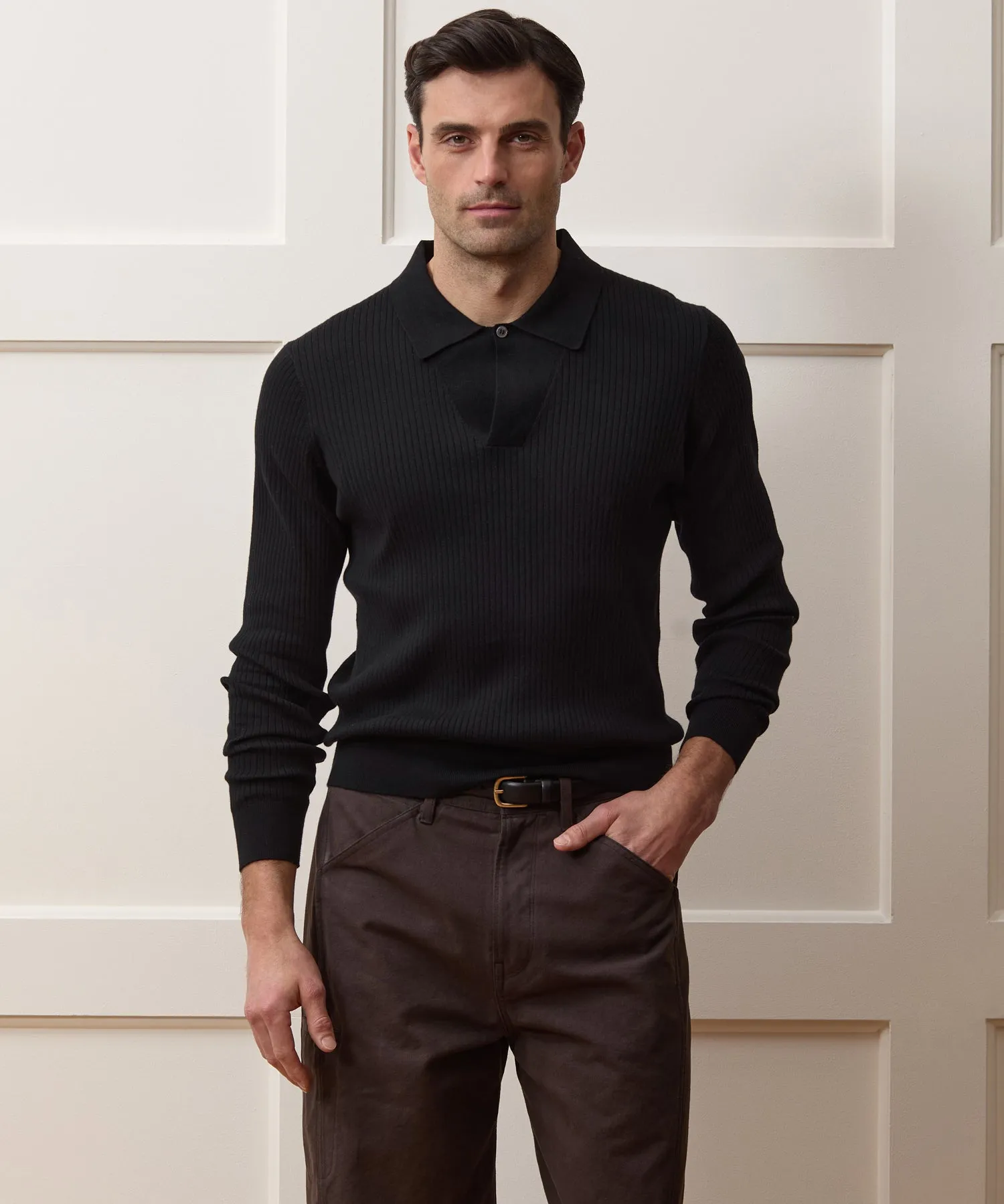 Ribbed Cotton-Cashmere Sweater Polo sold by Todd Snyder product image thumbnail 2