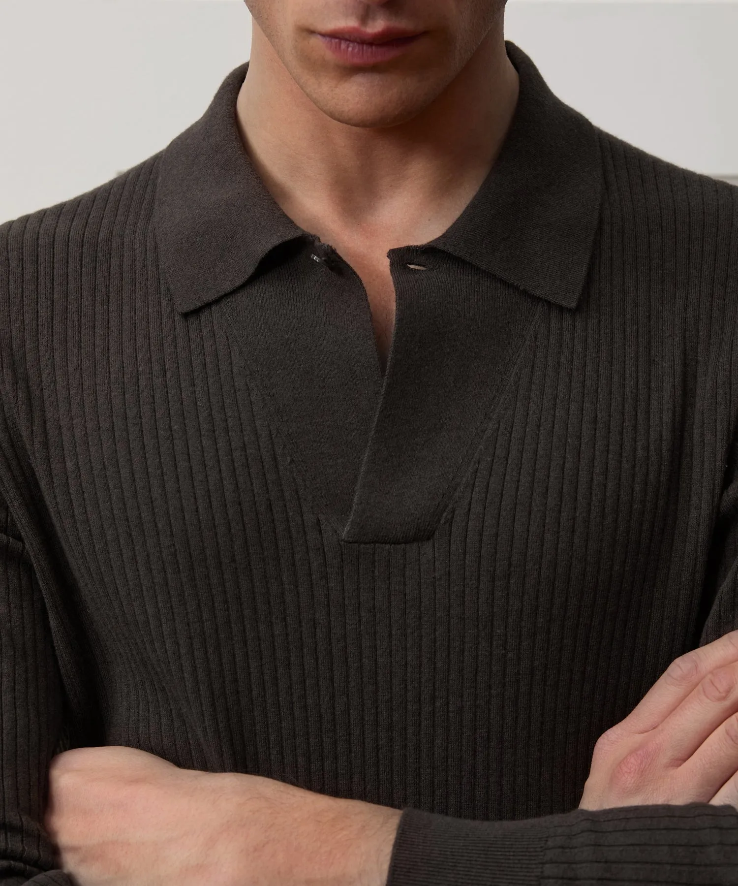 Ribbed Cotton-Cashmere Sweater Polo sold by Todd Snyder product image thumbnail 3