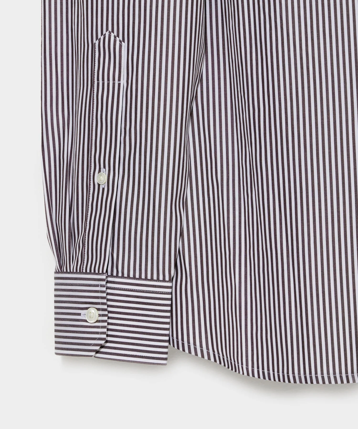 Spread Collar Poplin Dress Shirt in Brown Banker Stripe sold by Todd Snyder product image thumbnail 4