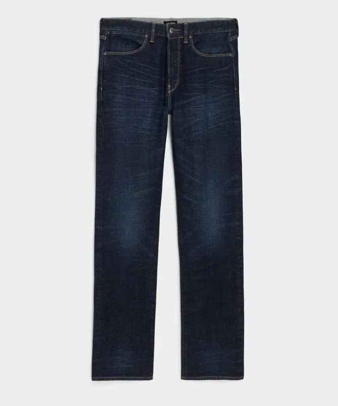 Straight Japanese Selvedge Stretch Jean in Worn Indigo sold by Todd Snyder