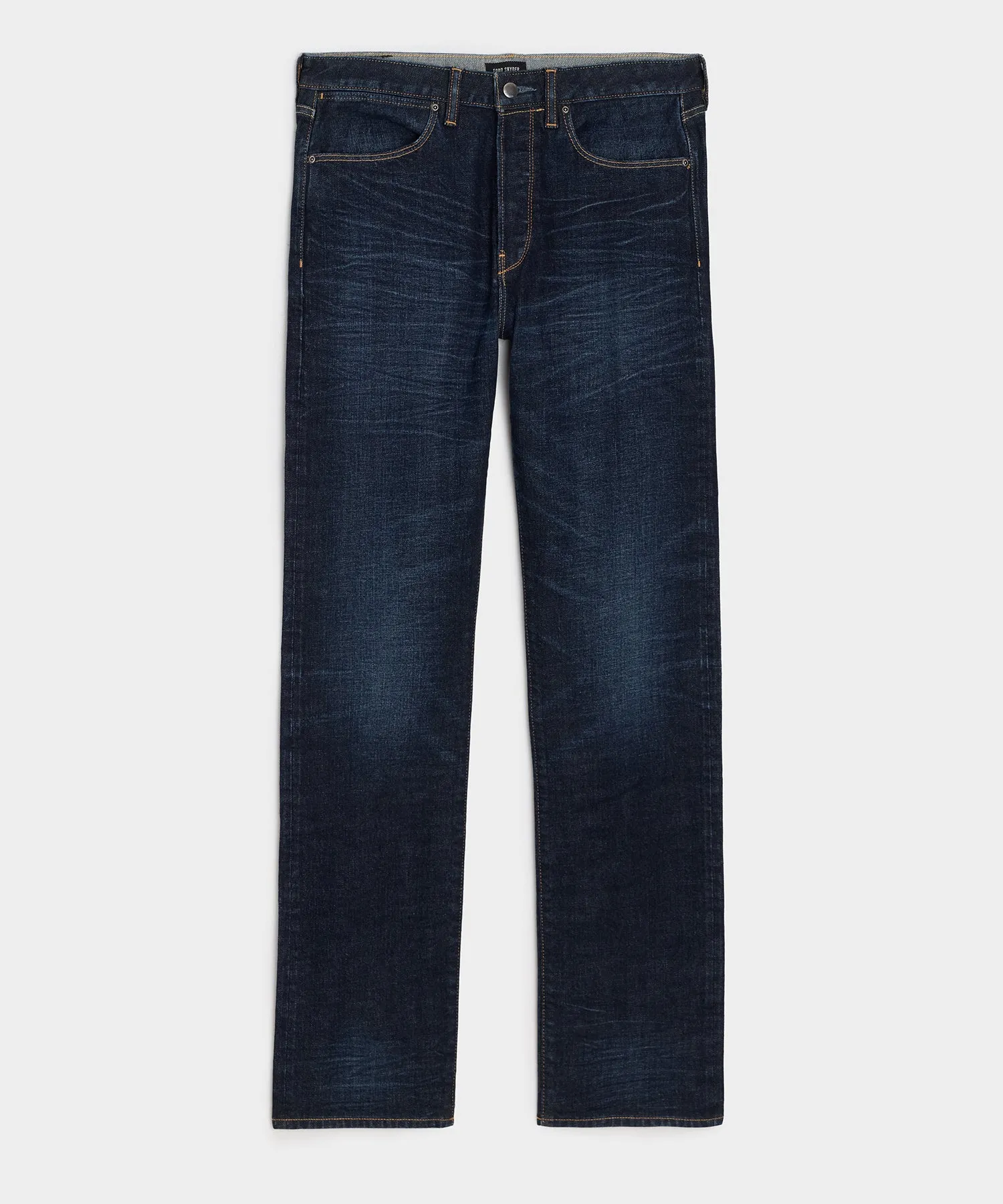 Straight Japanese Selvedge Stretch Jean in Worn Indigo sold by Todd Snyder