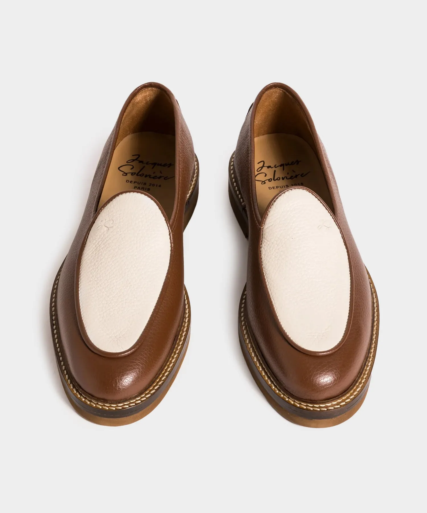Jacques Solovière Lex Loafer in Brown & Cream sold by Todd Snyder product image thumbnail 2
