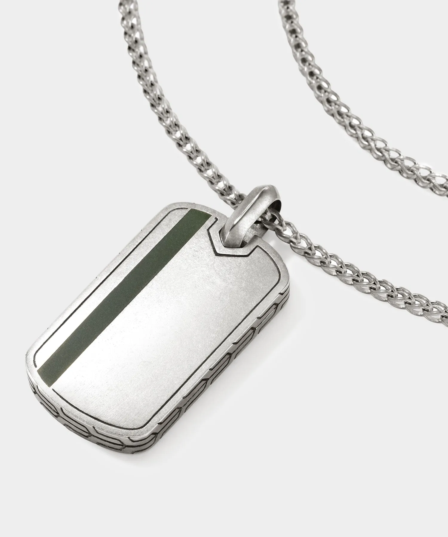 Todd Snyder x John Hardy Silver Green Enamel Dog Tag Pendant sold by Todd Snyder product image thumbnail 4