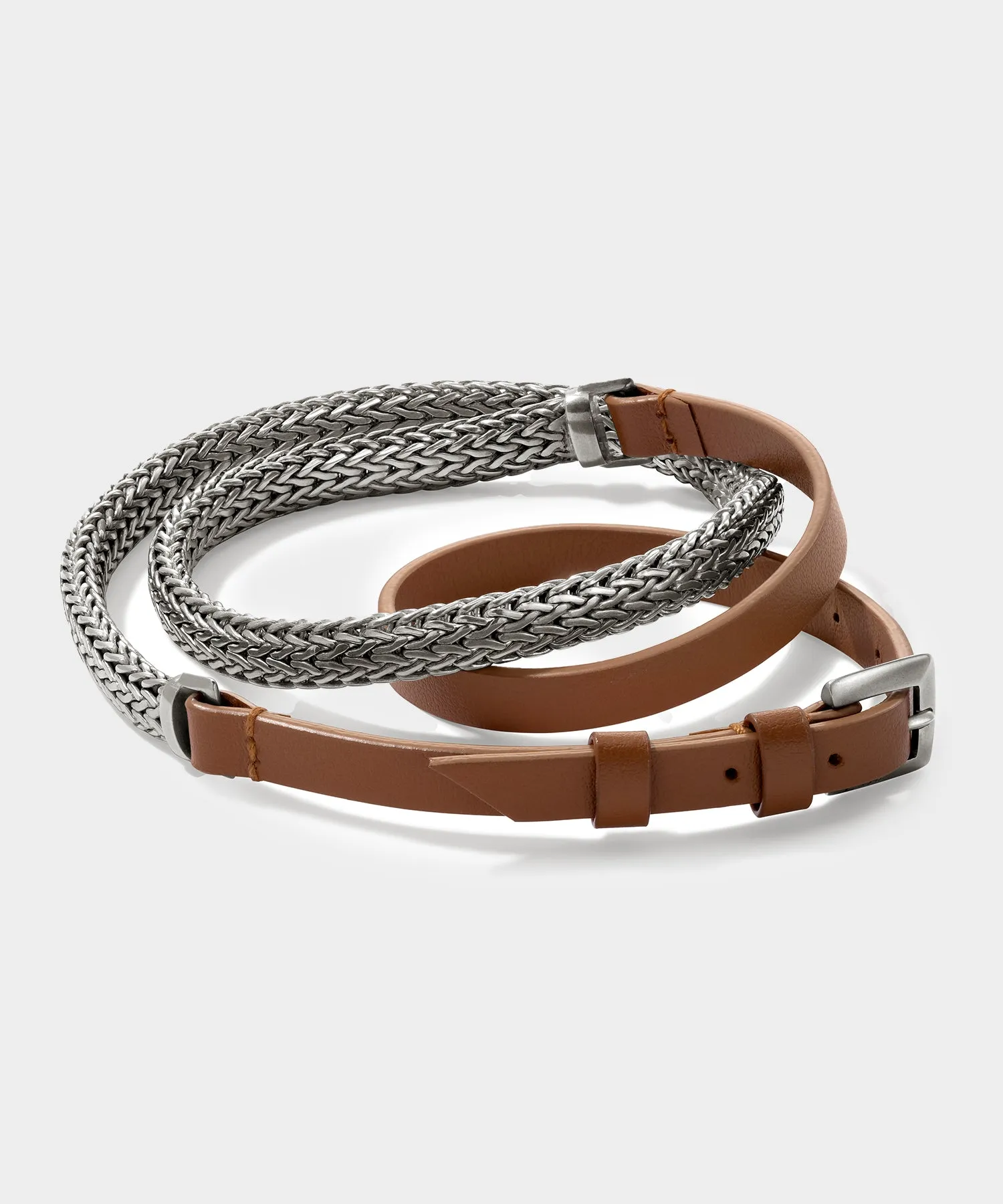 Todd Snyder x John Hardy Sterling Silver Chain and Leather Bracelet sold by Todd Snyder product image thumbnail 3