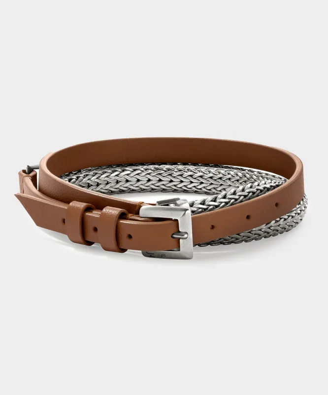 Todd Snyder x John Hardy Flat Silver Chain and Leather Bracelet sold by Todd Snyder
