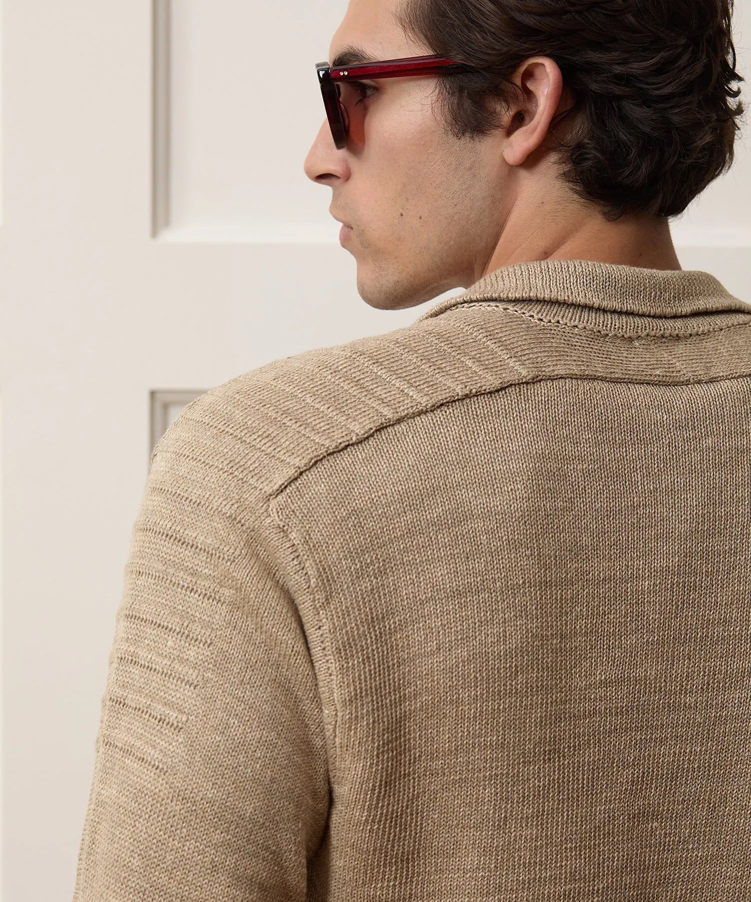 Inis Meáin Washed Linen Honda Sweater Polo sold by Todd Snyder product image thumbnail 4