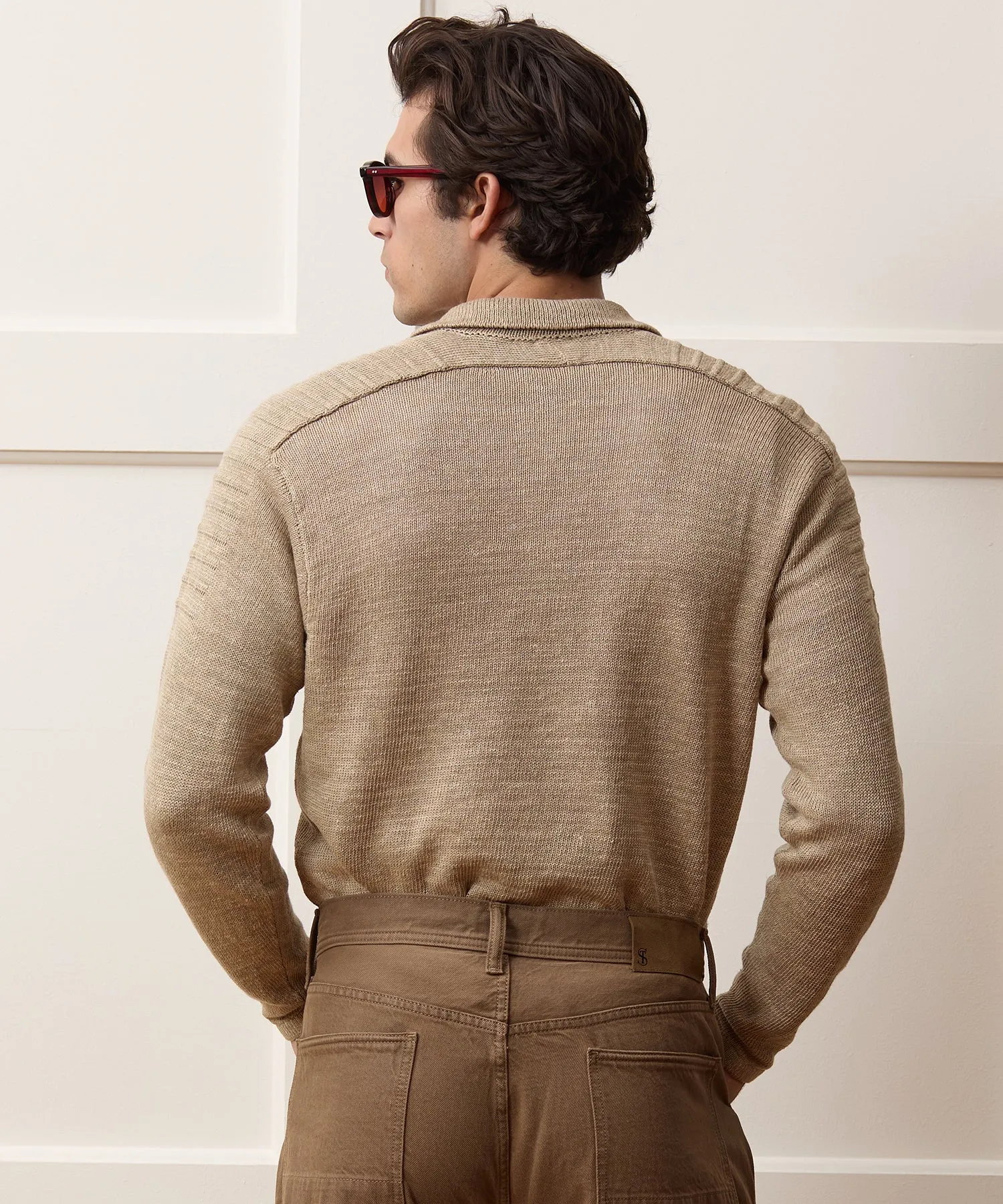 Inis Meáin Washed Linen Honda Sweater Polo sold by Todd Snyder product image thumbnail 5
