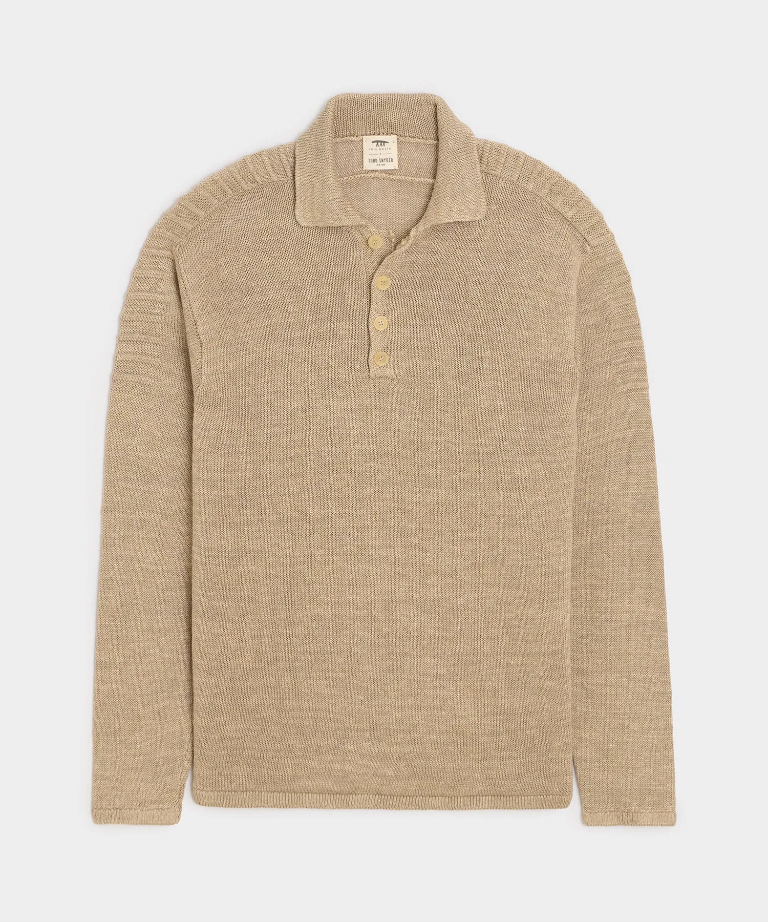 Inis Meáin Washed Linen Honda Sweater Polo sold by Todd Snyder