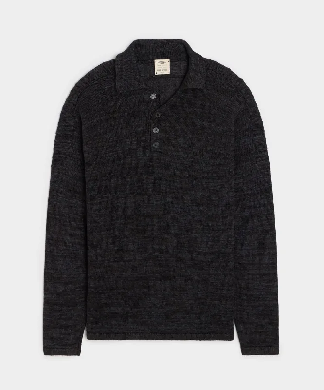 Inis Meáin Washed Linen Honda Sweater Polo sold by Todd Snyder