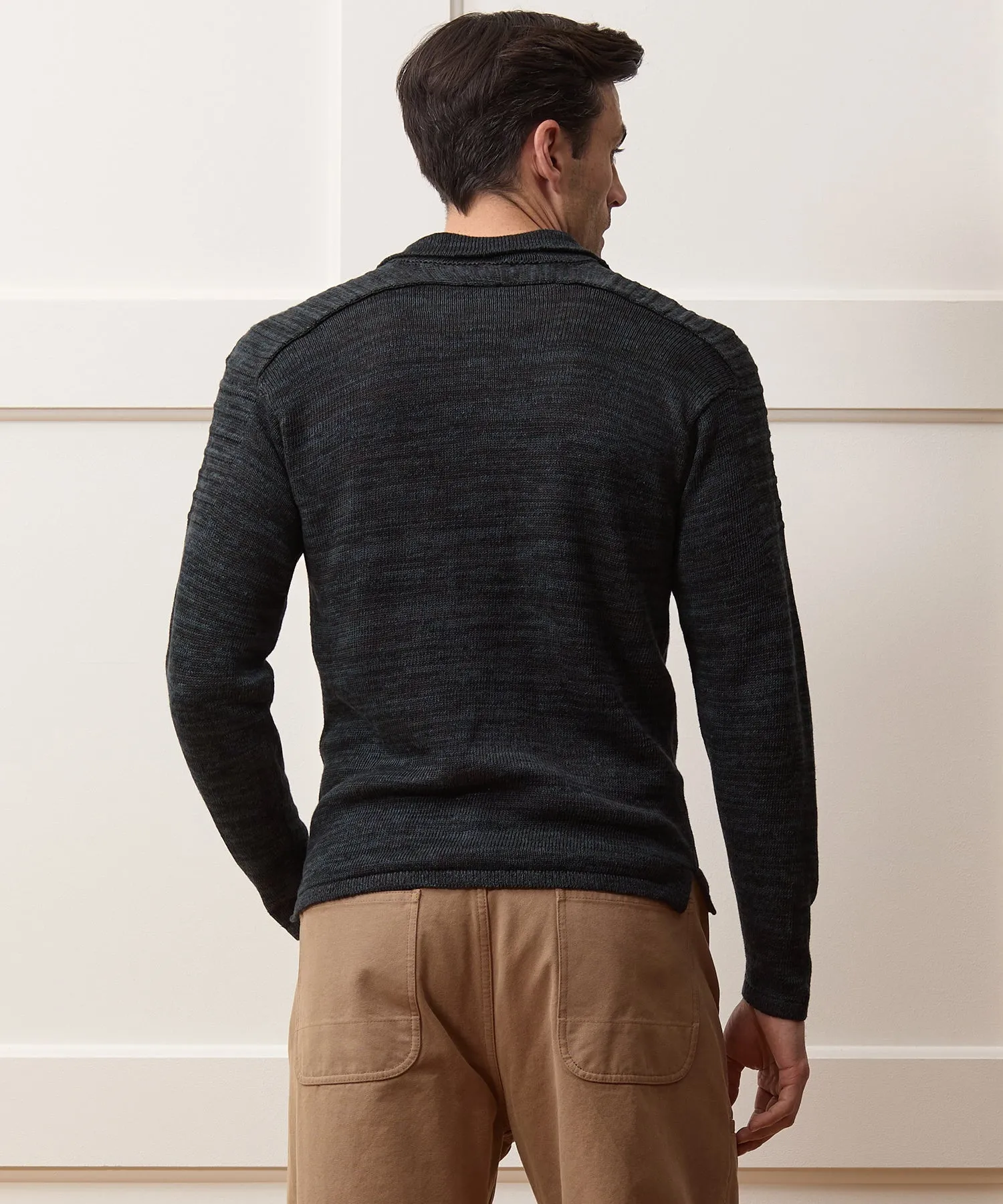 Inis Meáin Washed Linen Honda Sweater Polo sold by Todd Snyder product image thumbnail 5