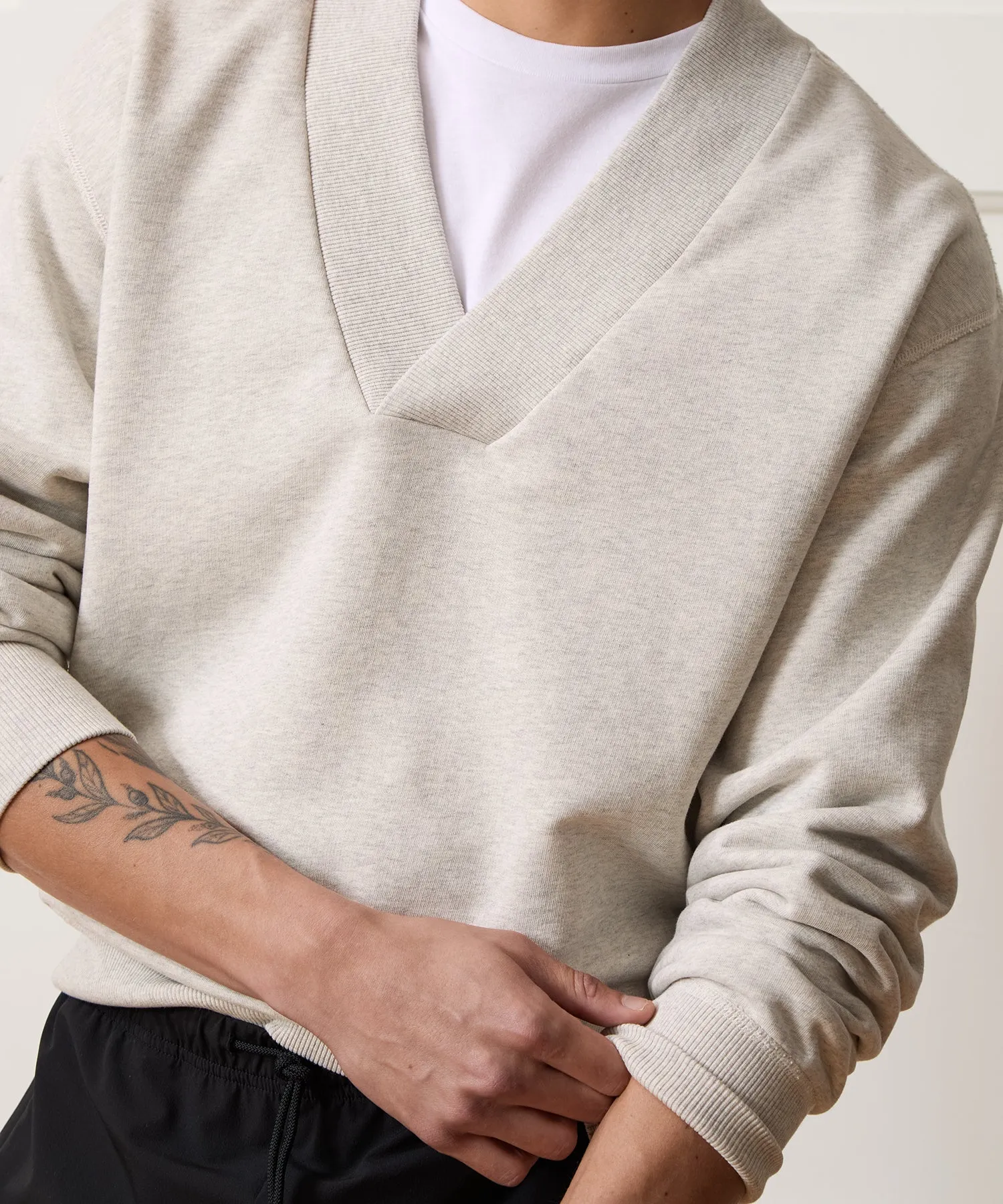 Relaxed Portuguese Terry V-Neck Sweatshirt sold by Todd Snyder product image thumbnail 5