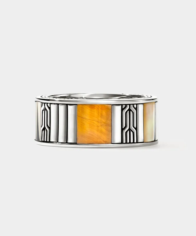 John Hardy Sterling Silver Tiger Eye Icon Band Ring sold by Todd Snyder