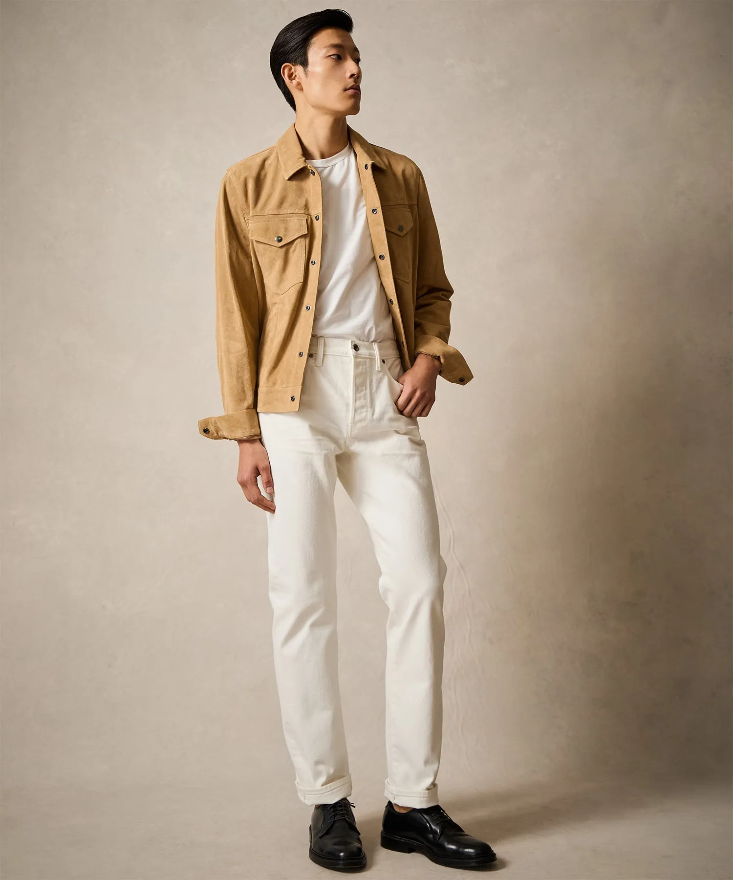 Straight Japanese Selvedge Stretch Jean in White sold by Todd Snyder product image thumbnail 2