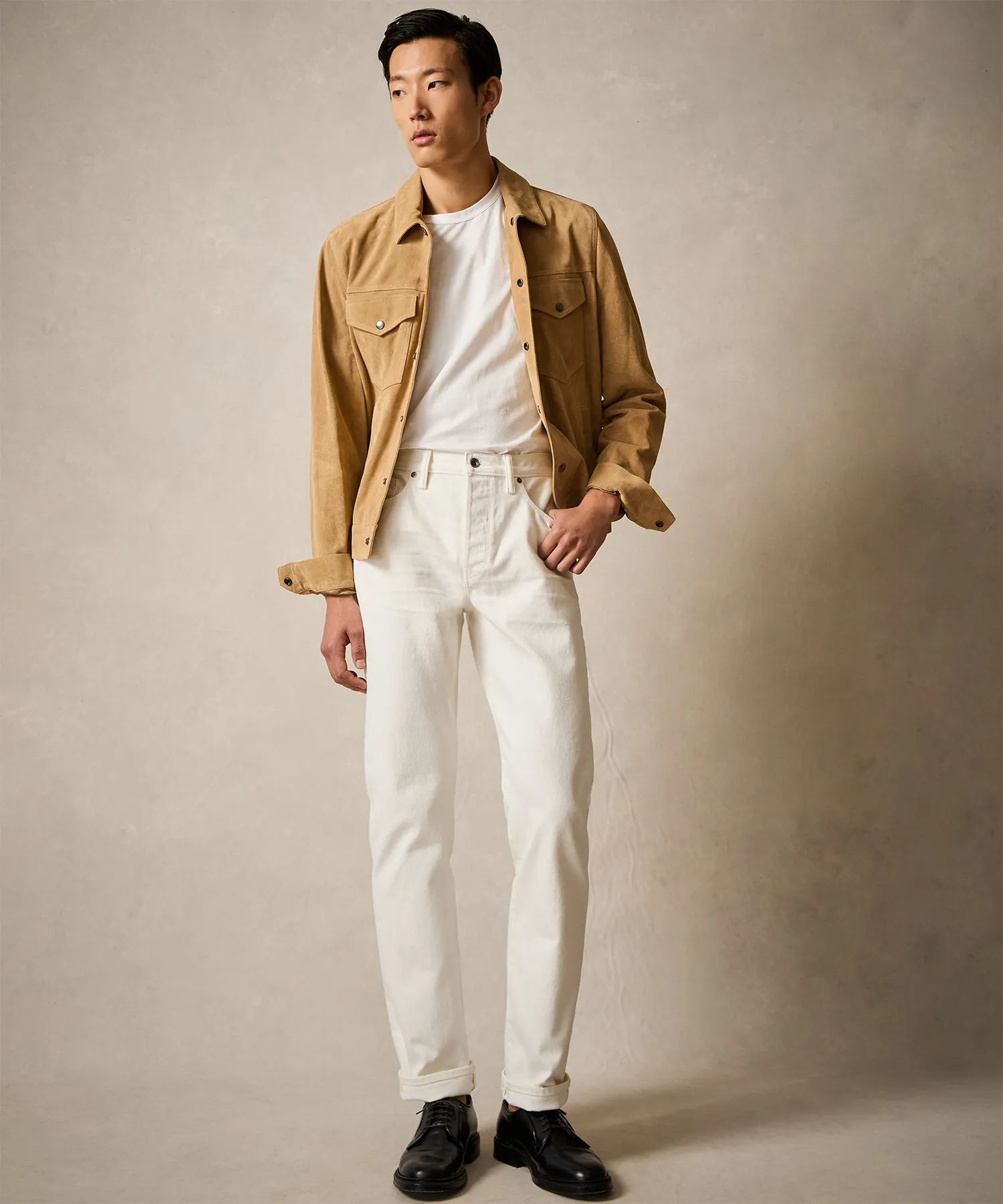 Straight Japanese Selvedge Stretch Jean in White sold by Todd Snyder product image thumbnail 3