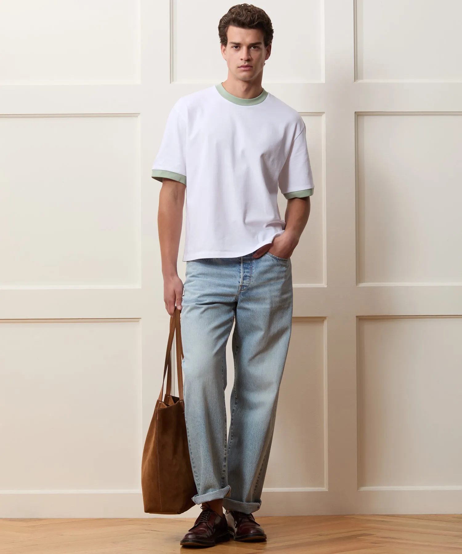 Cropped Portuguese Jersey Ringer Tee sold by Todd Snyder product image thumbnail 3