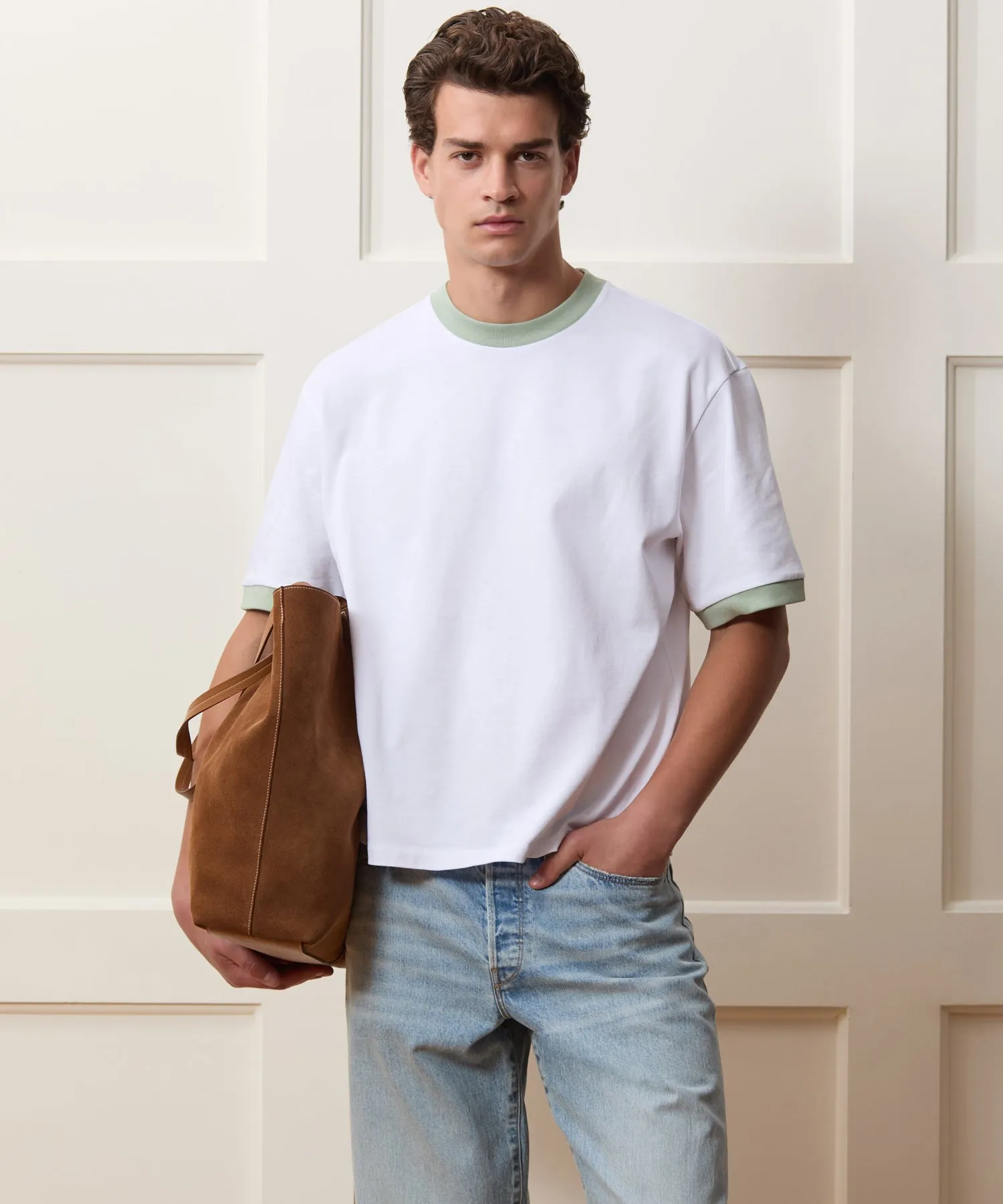 Cropped Portuguese Jersey Ringer Tee sold by Todd Snyder product image thumbnail 2