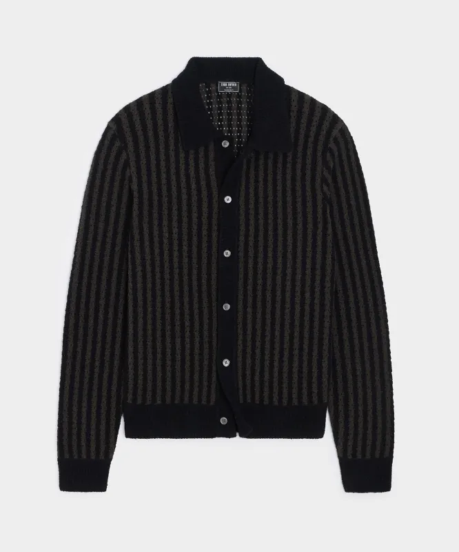 Striped Boucle Sweater Polo made by Todd Snyder