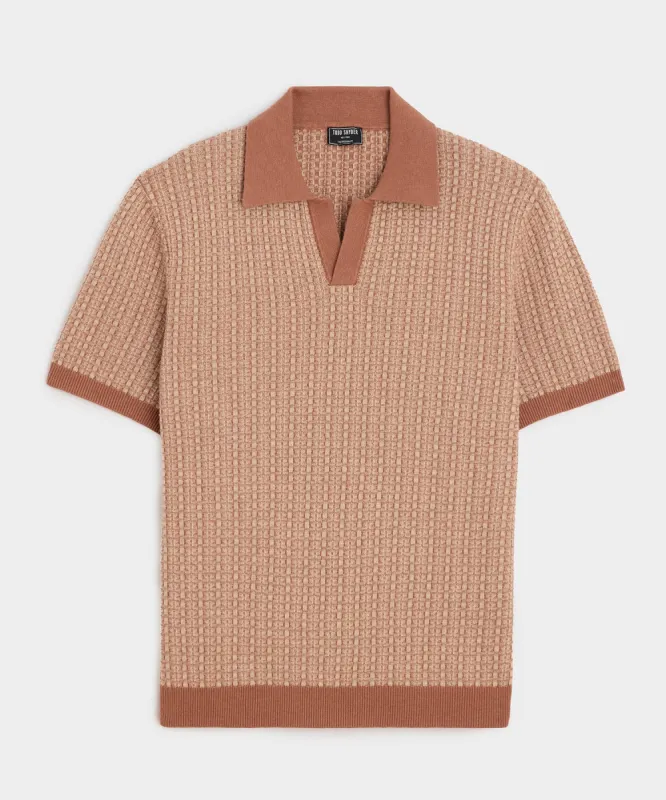 Linen Geometric Montauk Sweater Polo sold by Todd Snyder